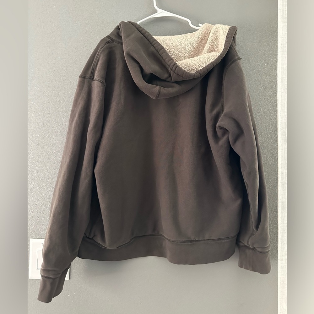 J.CREW Brown Sherpa-Lined Hoodie XL